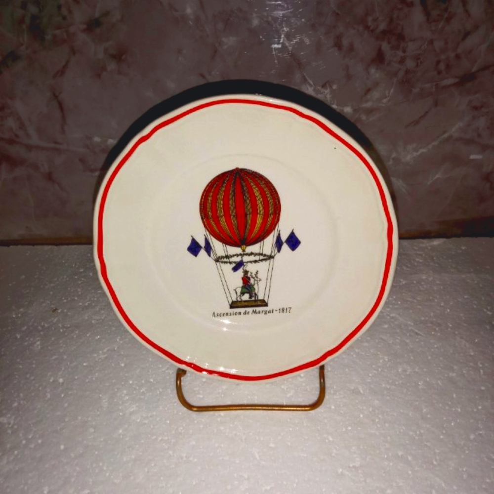 Longchamp French Hot Air Balloon Dessert Plates Set Of 4 with Red Rim - Picture 4 of 14